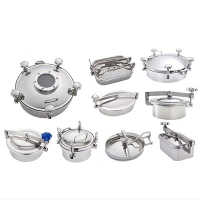 SS304 ou SS316L aço inoxidável sanitário quadrado manhole cover aço DIN SMS 3A