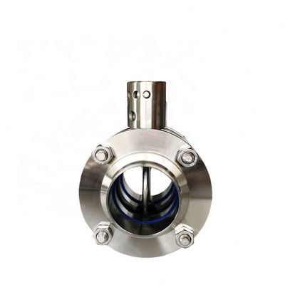 Bancada de aço inoxidável sanitário 304 316L Manual de três peças de flange soldado Wafer Butterfly Valve
