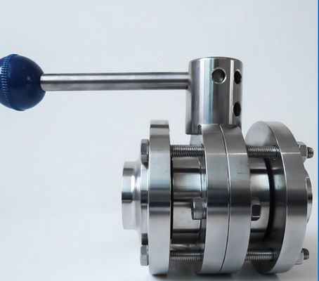 Bancada de aço inoxidável sanitário 304 316L Manual de três peças de flange soldado Wafer Butterfly Valve