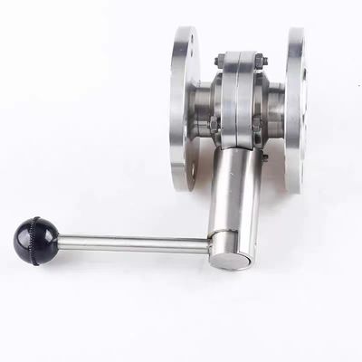 Aço inoxidável sanitário 304 316 Flange de vara de puxação válvula borboleta para processamento de alimentos