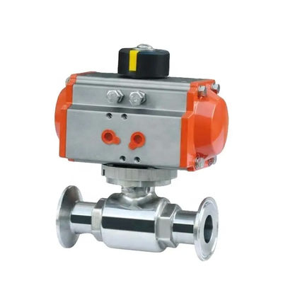 Aço inoxidável 304 Tri Clamp Conexão Sanitária Alimentos seguros válvula de esferas de atuador pneumático
