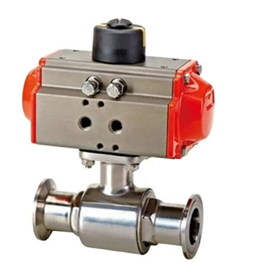 Aço inoxidável 304 Tri Clamp Conexão Sanitária Alimentos seguros válvula de esferas de atuador pneumático