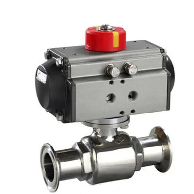 Aço inoxidável 304 Tri Clamp Conexão Sanitária Alimentos seguros válvula de esferas de atuador pneumático