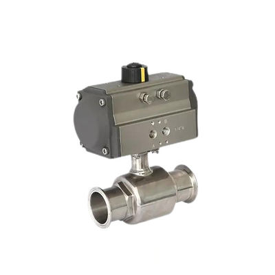 Aço inoxidável 304 Tri Clamp Conexão Sanitária Alimentos seguros válvula de esferas de atuador pneumático
