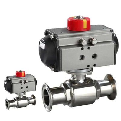 Aço inoxidável 304 Tri Clamp Conexão Sanitária Alimentos seguros válvula de esferas de atuador pneumático