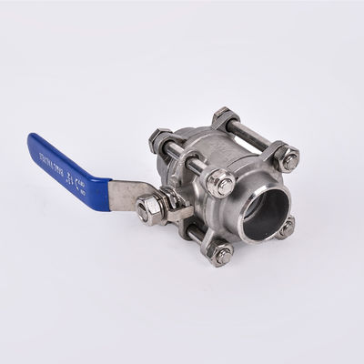 Aço inoxidável 304 3PC válvula de esfera para água Media Prata Tri-clamp Clover tubo revestido