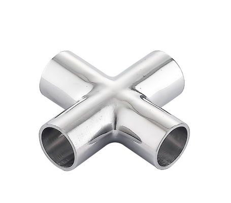 Aço inoxidável higiénico ISO 304 316 4 Way Pipe Fitting Soldagem Cruzada Prensada