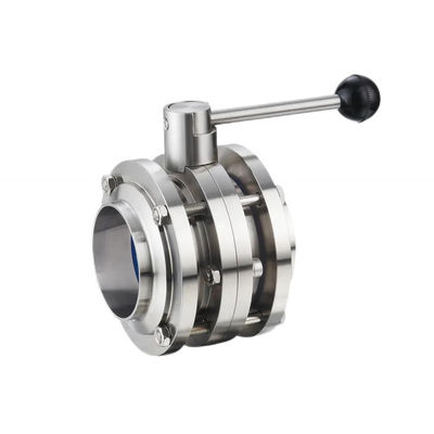 1/8"--4" WZ de aço inoxidável de qualidade alimentar 304 316L sanitário três PCS Manual da válvula borboleta igual