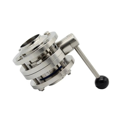 1/8"--4" WZ de aço inoxidável de qualidade alimentar 304 316L sanitário três PCS Manual da válvula borboleta igual