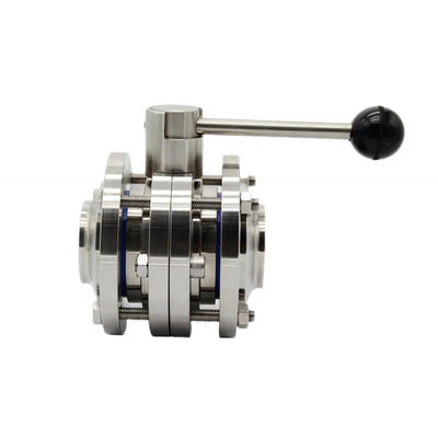 1/8"--4" WZ de aço inoxidável de qualidade alimentar 304 316L sanitário três PCS Manual da válvula borboleta igual