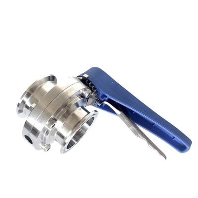 Saúde aço inoxidável manobra de gatilho azul pinça de borboleta válvula com suporte ODM