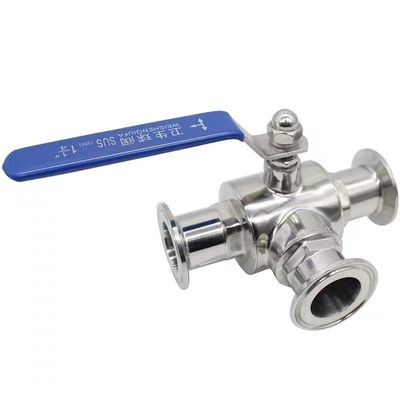 Aço inoxidável 304 316 316L fundição sanitária válvula de bola manual de 3 vias 1/2 polegada DIN 3A SMS