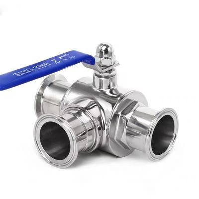 Aço inoxidável 304 316 316L fundição sanitária válvula de bola manual de 3 vias 1/2 polegada DIN 3A SMS