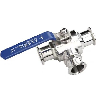 Aço inoxidável 304 316 316L fundição sanitária válvula de bola manual de 3 vias 1/2 polegada DIN 3A SMS