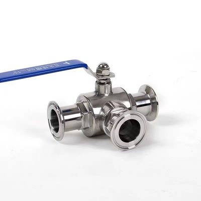 Aço inoxidável 304 316 316L fundição sanitária válvula de bola manual de 3 vias 1/2 polegada DIN 3A SMS