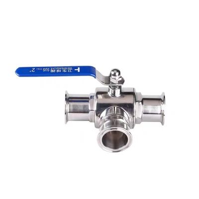 Aço inoxidável 304 316 316L fundição sanitária válvula de bola manual de 3 vias 1/2 polegada DIN 3A SMS