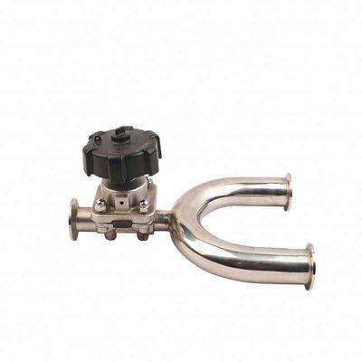 Válvula de diafragma curva tipo U de aço inoxidável sanitário com material de corpo SS304/SS316L