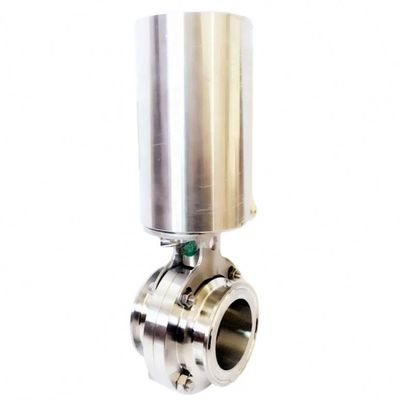 Válvula de borboleta pneumática de aço inoxidável 304 316L com atuador pneumático