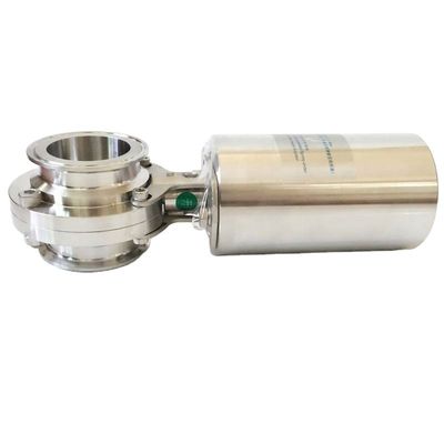 Válvula de borboleta pneumática de aço inoxidável 304 316L com atuador pneumático