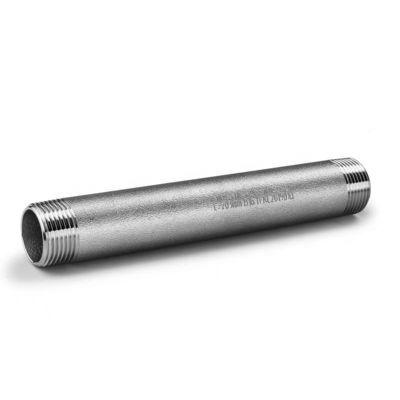 Aço inoxidável forjado 304 316 316L macho tubo sem costura duplo fio barril mamilo 1" DN25 NPT BSPT