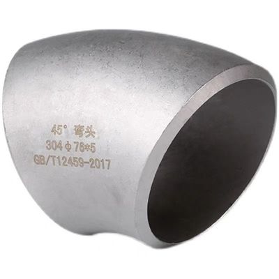 Aço inoxidável 304 316 45 graus Longo raio Cotovelo 1"-4" DN25-DN100 Código cabeça cilíndrico