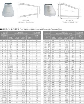 Acero inoxidável 304 316 316L ASME B16.9 304 SCH 40S Tubo soldado com redutor concêntrico/eccêntrico