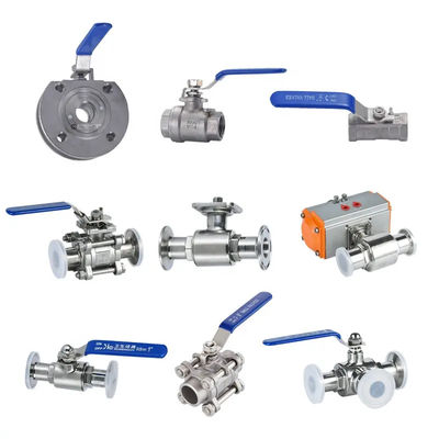 Suporte personalizado OEM de aço inoxidável sanitário 304/316L Tri Clamp 3PC válvula de bola com atuador pneumático