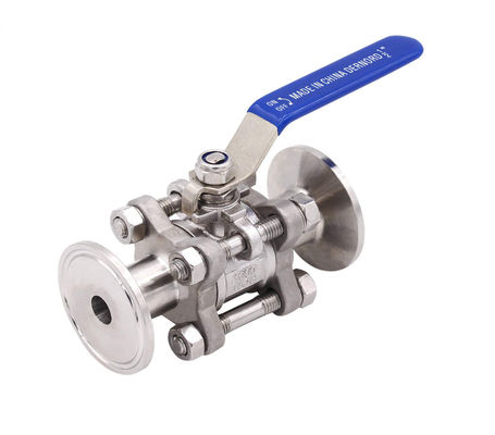 Suporte personalizado OEM de aço inoxidável sanitário 304/316L Tri Clamp 3PC válvula de bola com atuador pneumático