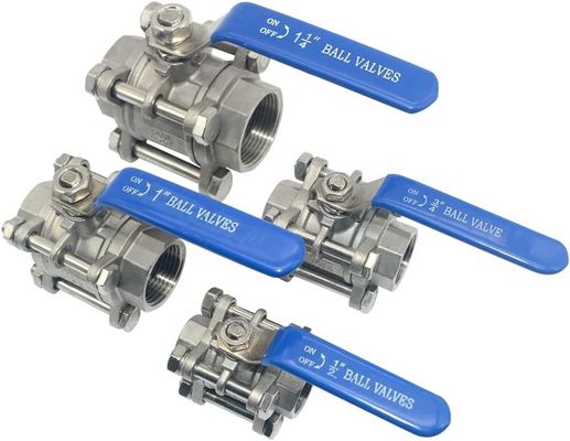Válvula de bola de cabeça redonda 1/2 polegada NPT threaded aço inoxidável 304 Feminino 3 peças Full Port