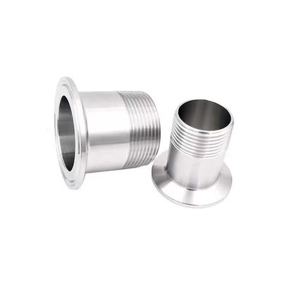 BSP de prata 1/2" 3/4" BSP masculino NPT Ferrule Thread Tipo Tri Clamp Tubo de ajuste para higiene