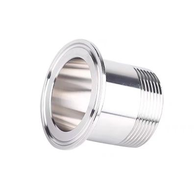 BSP de prata 1/2" 3/4" BSP masculino NPT Ferrule Thread Tipo Tri Clamp Tubo de ajuste para higiene