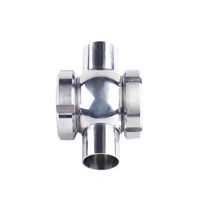SS304/SS316L Vidro de visão de União transversal de aço inoxidável 4 vias para solda de traseira higiênica