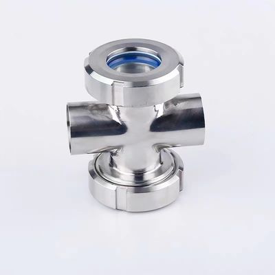 SS304/SS316L Vidro de visão de União transversal de aço inoxidável 4 vias para solda de traseira higiênica