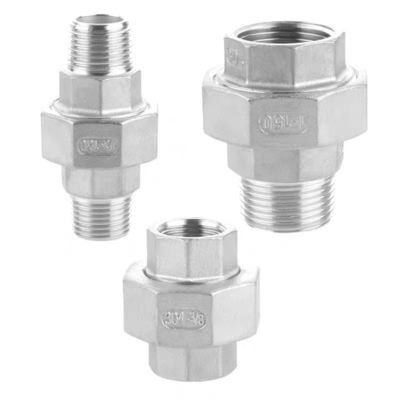 Conector de acoplamento de fios internos duplos de aço inoxidável de cabeça hexagonal NPT BSP 1/4''-4.0