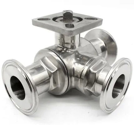 Tipo T TRI CLAMP 3 Way Ball Valve de aço inoxidável 304 316 WZ 3A/DIN/SMS