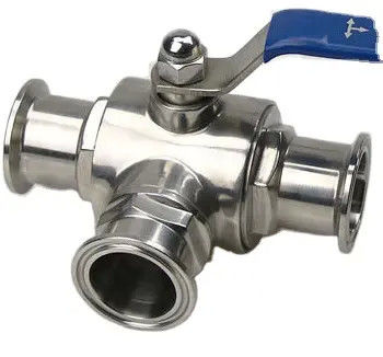 Tipo T TRI CLAMP 3 Way Ball Valve de aço inoxidável 304 316 WZ 3A/DIN/SMS