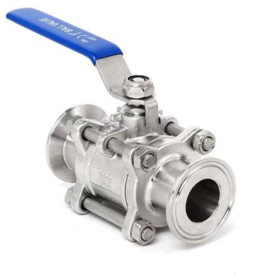 DN20-DN300 Sanitária de aço inoxidável 3pcs válvula de esfera com Tri Clamp Conexão e Tamanho