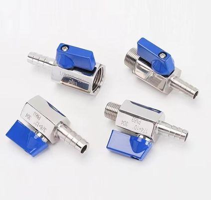 3/4 "-12" NPT Fêmea roscado Mini válvula de bola de aço inoxidável com mangueira mangueira Barb