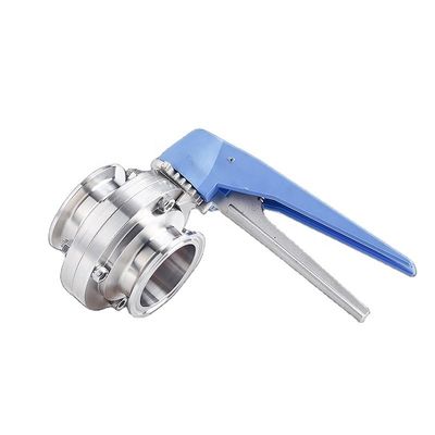 A válvula de borboleta de aço inoxidável 304 com manobra de gatilho azul e tri-clamp clover