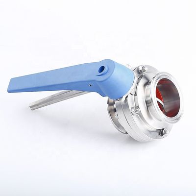 A válvula de borboleta de aço inoxidável 304 com manobra de gatilho azul e tri-clamp clover