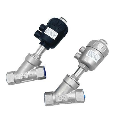Válvula de assento de ângulo pneumático de aço inoxidável com design personalizado e cabeça hexagonal