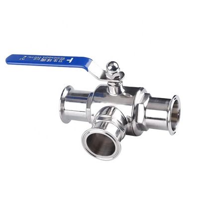 Forjado SS304/SS316L L/T Tipo Tri Clamp de aço inoxidável 3 Way Ball Valve 3A DIN