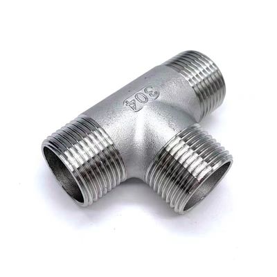 3 Way aço inoxidável 1/2 "NPT macho roscado tubulação de tubulação de tubo de T encaixe de tubo de madeira masculino fundido