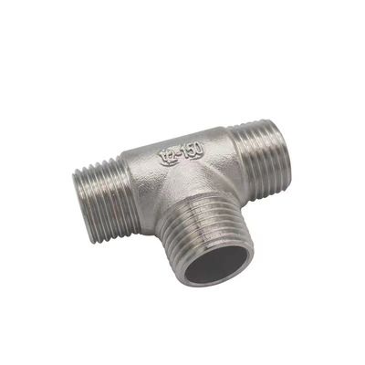 3 Way aço inoxidável 1/2 "NPT macho roscado tubulação de tubulação de tubo de T encaixe de tubo de madeira masculino fundido
