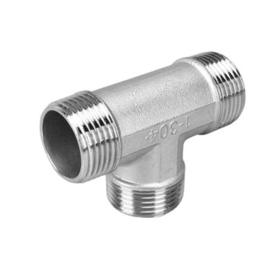 3 Way aço inoxidável 1/2 "NPT macho roscado tubulação de tubulação de tubo de T encaixe de tubo de madeira masculino fundido