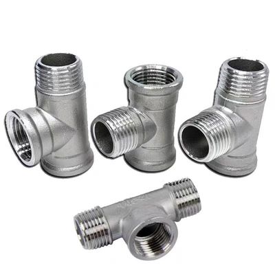 3 Way aço inoxidável 1/2 "NPT macho roscado tubulação de tubulação de tubo de T encaixe de tubo de madeira masculino fundido