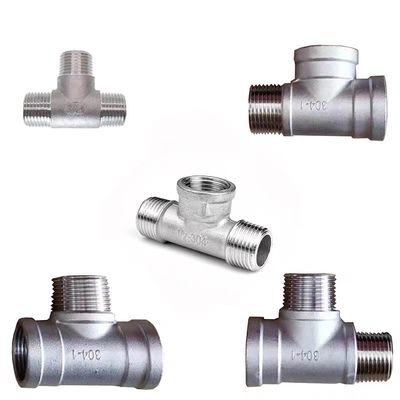 3 Way aço inoxidável 1/2 "NPT macho roscado tubulação de tubulação de tubo de T encaixe de tubo de madeira masculino fundido