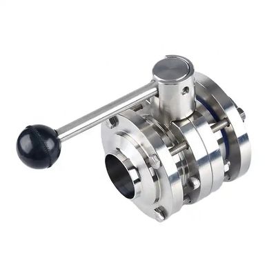 Forjado SS304 316 316L Bloqueio Manobra Portão completo 3-Piece Butt Valve Soldado 3A DIN SMS