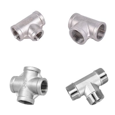 Tubo em forma de T de aço inoxidável com fio feminino NPT de 3/4" e código de cabeça igual