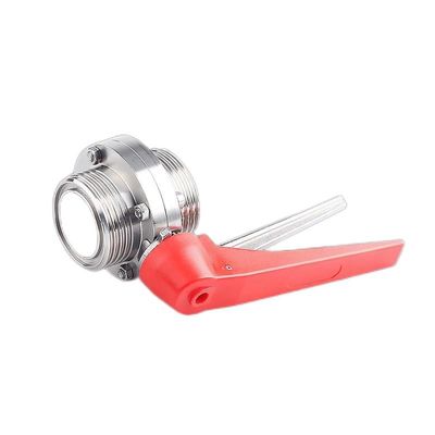 Válvulas de borboleta com rosca masculina manual de uso sanitário SS304 / 316L